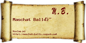 Maschat Balló névjegykártya